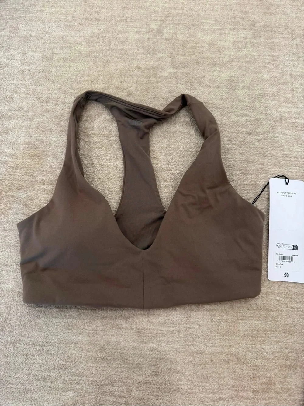 ALO Yoga V-Neck Racerback Sports Bralette - Brown